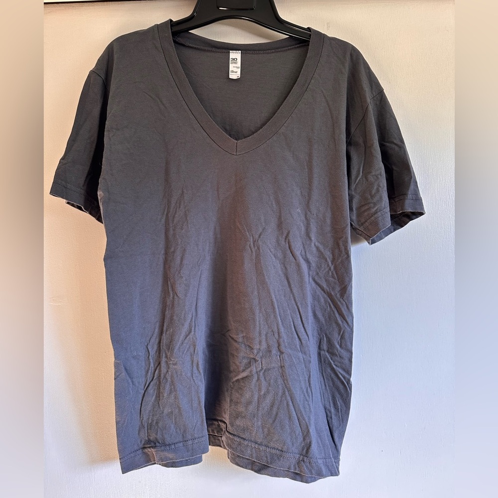 Los Angeles Apparel Men's Charcoal V-Neck T-Shirt